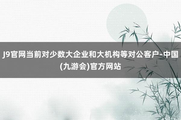 J9官网当前对少数大企业和大机构等对公客户-中国(九游会)官方网站